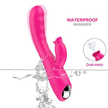 Load image into Gallery viewer, Clitoral G Spot Toy Rose for Women Vibrator Pleasure Rabbit Dual Motor Waterproof Sucking Cordless Sucker Soft Thrusting Silent Wand Nipple Silicone Training Telescopic
