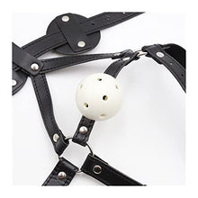 Load image into Gallery viewer, FHBWQY Leather Mouth Plug Hollow White Sexy Mouth Clip Blindfold Headgear Adult Sm Bondage Supplies
