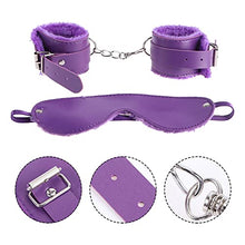 Load image into Gallery viewer, SOIMISS Adult Handcuffs and Blindfold Set Sexual Tie Up Toys Adjustable Handcuff Eye Patch Roleplay Accessories for Men Women Cosplay Purple
