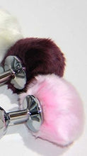 Load image into Gallery viewer, Bunny Faux Tail Silver Smooth Butt Plug Small
