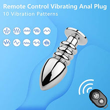 Load image into Gallery viewer, Lock Love Vibrating Anal Beads Butt Plug, Remote Control Flexible Stainless Steel Anal Vibrator Prostate Massager with 10 Vibration Modes Anal Plug Rechargeable Anal Sex Toy (Bullet)
