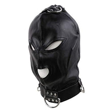 Load image into Gallery viewer, HYSHGJY AdultToys Games Black Leather Open Eye Mouth Blindfold Headgear Cosplay Hood with Hang Ring PU Leather HD-203
