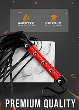 Load image into Gallery viewer, MALINERO Sex Whip Crop BDSM Set - Black Crop 18&quot; Red Whip Faux Leather - Double Slapper Crop Flogger Sex Set - Adult Sex Paddle Flogger Spanking
