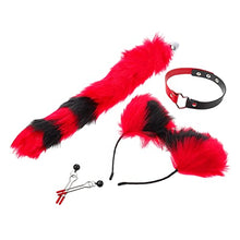 Load image into Gallery viewer, Beavorty 4Pcs Fox Ear Tail Plug Nipple Clamps Choker Collar Set Butt Tail Plug Faux Fur Fox Ears Headband Breast Clips Animal Cosplay Costume Accessories for Adults
