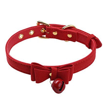 Load image into Gallery viewer, FEESHOW Fuax Leather Neck Choker Collar With Chain Detachable Leash For Men Women Red Choker One Size
