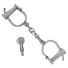 Load image into Gallery viewer, Mythrojan Medieval Handcuffs Chrome Antique Style Dungeon Shackles Solid Steel
