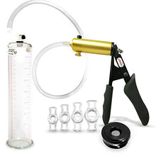 Load image into Gallery viewer, LeLuv Ultima Black Penis Pump Ergonomic Silicone Grip w/Silicone Sleeve &amp; Cock Rings - 9&quot; x 2.125&quot;
