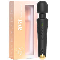 [Premium Personal Water Resistant Vibrators] - 20 Patterns & 8 Intensity - Rechargeable [6 Hour Run Time] Wand - Sexual Vibrator for Her | Adult Toys for Pleasure | Wand Massager Vibrator (Black)