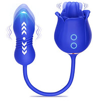 Rose Sex Toys with Thrusting Dildo - 3 in 1 Adult Toys Clitoral G Spot Vibrator Rose Sex Stimulator for Women with 9 Tongue Licking & 9 Thrusting, Nipple Anal Adult Sex Toys & Games for Female Couples