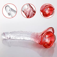 Load image into Gallery viewer, FST Realistic Dildo Curved Shaft G-spot Stimulation Penis with Strong Suction Cup Testis and Veins Design for Sensitive Point Sex Stimulation for Woman Man Masturbation Adult Toy (Red)
