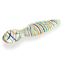 Load image into Gallery viewer, LeLuv Glass Wand Dildo Multi-Color Swirled Ribs and Bulb Head Bundle with Embroidered Padded Pounch
