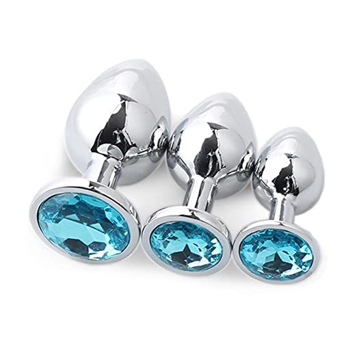 Wansan 3 Pcs Set Stainless Steel Jeweled Stimulation Toys for Adults Small/Medium/Large