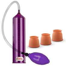 Load image into Gallery viewer, 2.25&quot;x9&quot; EasyOp Good Bgrip Purple Ball Grip with Clear Graduated Cylinder/Clear Collapse-Resistant Hose Penis Pump with 3 Silicone Large Sleeves
