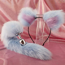 Load image into Gallery viewer, Oligage Cute Ears Headbands with Fox/Rabbit Tail Metal Butt Anal Plug Erotic Cosplay Accessories for Couples (Color : White Powder Ear-1)
