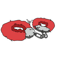 JASINCESS Plush Handcuffs with Keys Toy Handcuffs Stage Costume Props (Red-1)