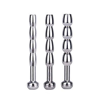 Urethral Sounds, 3 PCS Set Stainless Steel Hollow Penis Plug Multi Beads Urethral Dilators for Beginner (Beginner)