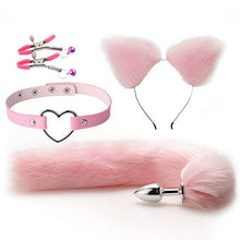 Load image into Gallery viewer, Women&#39;s Fetish Restraint BDSM Faux Fur Cat Ears Hair Anal Plug Tail Sex Toys for SM Cospaly Party Accessory (Pink)
