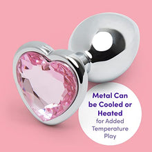 Load image into Gallery viewer, Lovehoney Jewelled Pink Heart Shaped Butt Plug - 2.5 Inch Metal Anal Plug - Petite Smooth Tapered Tip - Waterproof
