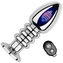 Load image into Gallery viewer, Lock Love Vibrating Anal Beads Butt Plug, Remote Control Flexible Stainless Steel Anal Vibrator Prostate Massager with 10 Vibration Modes Anal Plug Rechargeable Anal Sex Toy (Bullet)
