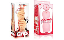 Load image into Gallery viewer, Sexy Gift Set Bundle of Massive The 2 Fisted Grip Dildo and Icon Brands Pocket Pink, Mini Ass Masturbator
