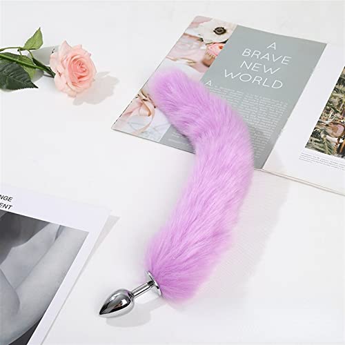 LSCZSLYH Fox Tail Anal Plug Tail Dildo Accessory Butt Plug Fox Tail Role Play for Couple Cosplay (Color : Light Purple)