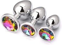 Newly 3Pcs Color Set Luxury Metal Butt Toys Heart Shaped Anal Trainer Jewel Butt Plug Kit S&M Adult Gay Anal Plugs Woman Men Sex Gifts Things for Beginners Couples Large/Medium/Small