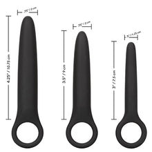 Load image into Gallery viewer, CalExotics Boundless Dilator Trio - 3 Piece Silicone Dilators Set with Ergonomic Finger Loop - Waterproof Fetish Sex Toys for Couples  Black
