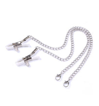 Load image into Gallery viewer, Adjustable Nipple Clamps with Collar, Non Piercing Nipple Clamps with Chain, Body Harness Nipple Toys for Couple Flirting (White)
