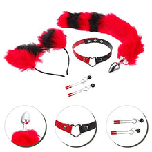 Load image into Gallery viewer, FOMIYES Fox Tail Cosplay Costume Set BDSM Game Toys Set include Bell Nipple Ring Clamp Plush Ear Headband Choker Butt Plug Flirting Breast Clip Vibrator Anal Plug
