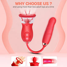 Load image into Gallery viewer, Rose Sex Toy for Womens Sex - 3in1 Vibrator with Sucking Cups Stimulator for Women, 3 Tongue Licking &amp; 10 Thrusting Vibrator Dildo Adult Sex Toys for Couples G Spot Vibrators Clitoral Nipple Pleasure
