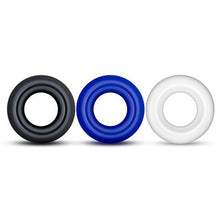 Load image into Gallery viewer, Blush Stay Hard Donut Cock Rings - Soft, Super Stretchy - Increase Stamina - Longer, Harder, Bigger Erections - Add Girth - Performance, Pleasure Enhancing for ED Sex Toy for Men, Couples - Black
