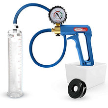 Load image into Gallery viewer, LeLuv Maxi Blue Plus Rubberized Vacuum Gauge Penis Pump Bundle with Premium Silicone Hose and Black TPR Seal 9 inch x 1.75 inch Cylinder
