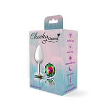 Load image into Gallery viewer, Viben Toys  Cheeky Charms Butt Plug  Body Safe Aluminum Alloy, Lightweight Anal Plug  Silver Round Rainbow Acrylic Gemstone  Small
