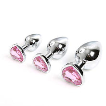 Load image into Gallery viewer, AECBUY 3 Pcs Anal Butt Plug Kit, Waterproof Stainless Steel Anus Dilator with Different Sizes, Adult Anal Trainer Sex Toys with Pink Heart Shaped Jewelry Base for Male Female Pink , Silver 1.0 Count
