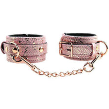 Load image into Gallery viewer, Spartacus Wrist Restraints W/Leather Lining - Pink Snakeskin Micro Fiber
