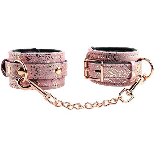 Spartacus Wrist Restraints W/Leather Lining - Pink Snakeskin Micro Fiber