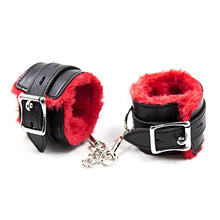 Load image into Gallery viewer, NA Plush Red&amp;Black Role Play Exercise Bands Leash Banding Handcuffs for Couples Playing
