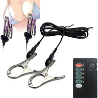 Electric Shock Nipple Clamps, Breasts Massage Electric Nipple Clamps, Nipple Jewelry Non Piercing, Suitable for Ladies Own Use and Flirting with Couples (C)