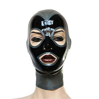 SMGZC Latex Head Cover Rubber HeadMask Latex Hood Exposed Mouth Eyes for Cosplay Party Club Wear (L)