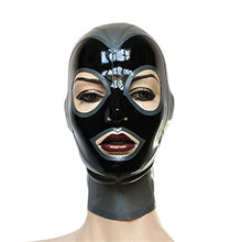 Load image into Gallery viewer, Sexy Latex Head Cover Black leather Latex HeadMask Latex Hood for Party Club Wear Role Play ,Zipper Open
