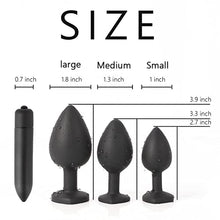 Load image into Gallery viewer, 4Pcs Set Luxury Metal Butt Toys Heart Shaped Anal Trainer Jewel Butt Plug Kit S&amp;M Adult Gay Anal Plugs Woman Men Sex Gifts Things for Beginners Couples Large/Medium/Small,Black
