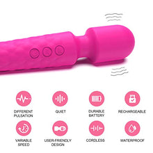 Load image into Gallery viewer, Female Vibrator, G-Spot &amp; Sex Toy, 20 Modes &amp; 8 Speeds Wand Massager, Quiet, Waterproof, USB Rechargeable Vibrator, Hand-Held Cordless Sex Toys Vibrator for Her Pleasure, Female Adult Toy - Rose
