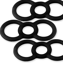 Load image into Gallery viewer, LeLuv Loop Handle Tension Rings Eyro Slippery Black Silicone .6 inch Unstretched Diameter 3 Pack
