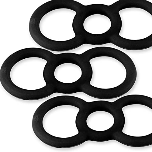 LeLuv Loop Handle Tension Rings Eyro Slippery Black Silicone .6 inch Unstretched Diameter 3 Pack