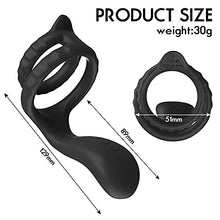 Load image into Gallery viewer, Vibrating Taint Teaser Cock Ring with Bullet 3 in 1 Vibrating Taint Teaser with 10 Frequencies, Adjustable Penis Ring &amp; Anal Vibrator, Sex Toys Adult for Men
