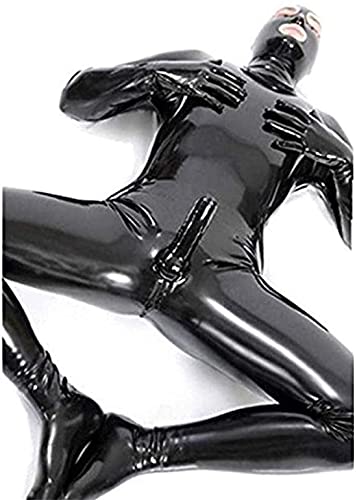 BERMEL Men's Sexy Chastity Zentai Leather Straitjacket Stage Catsuit Slave Toys Toys for Men Nose Open Bodysuit Jumpsuit Black (M)