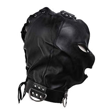 Load image into Gallery viewer, HYSHGJY AdultToys Games Black Leather Open Eye Mouth Blindfold Headgear Cosplay Hood with Hang Ring PU Leather HD-203
