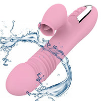 Thrusting G Spot Rabbit Vibrator Sexual Massagers Double Licking Wireless Modes Silent Clitoris Stimulator Bunny Panties Vibration Softer Love Anal Flexible Dildo Silicone for