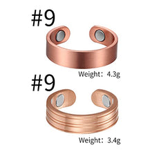 Load image into Gallery viewer, MagEnergy Pure Copper Ring with Magnets Magnetic Rings for Men Women, Fingers Thumb Rings for Mom Dad Mother Birthday Gift Set of 4
