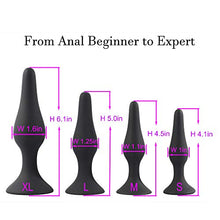 Load image into Gallery viewer, Butt Plugs Trainer Silicone Anal Plugs Beginners Starter Set for Women and Men Soft Silicone Plugs Toys Trainer 4 Piece Set (Black)
